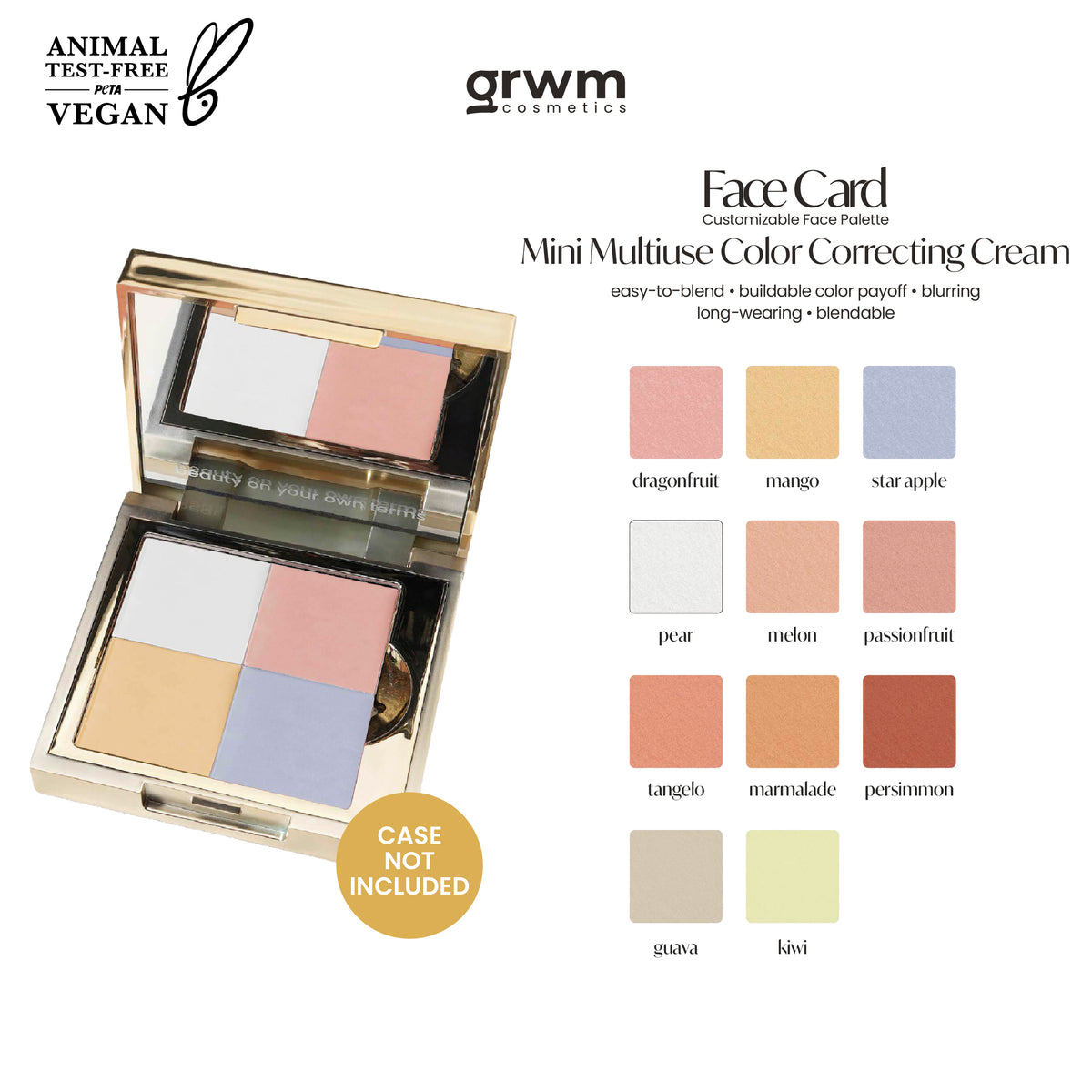 GRWM Cosmetics Face Card Multiuse Mini Color Correcting Cream [CASE NOT INCLUDED]