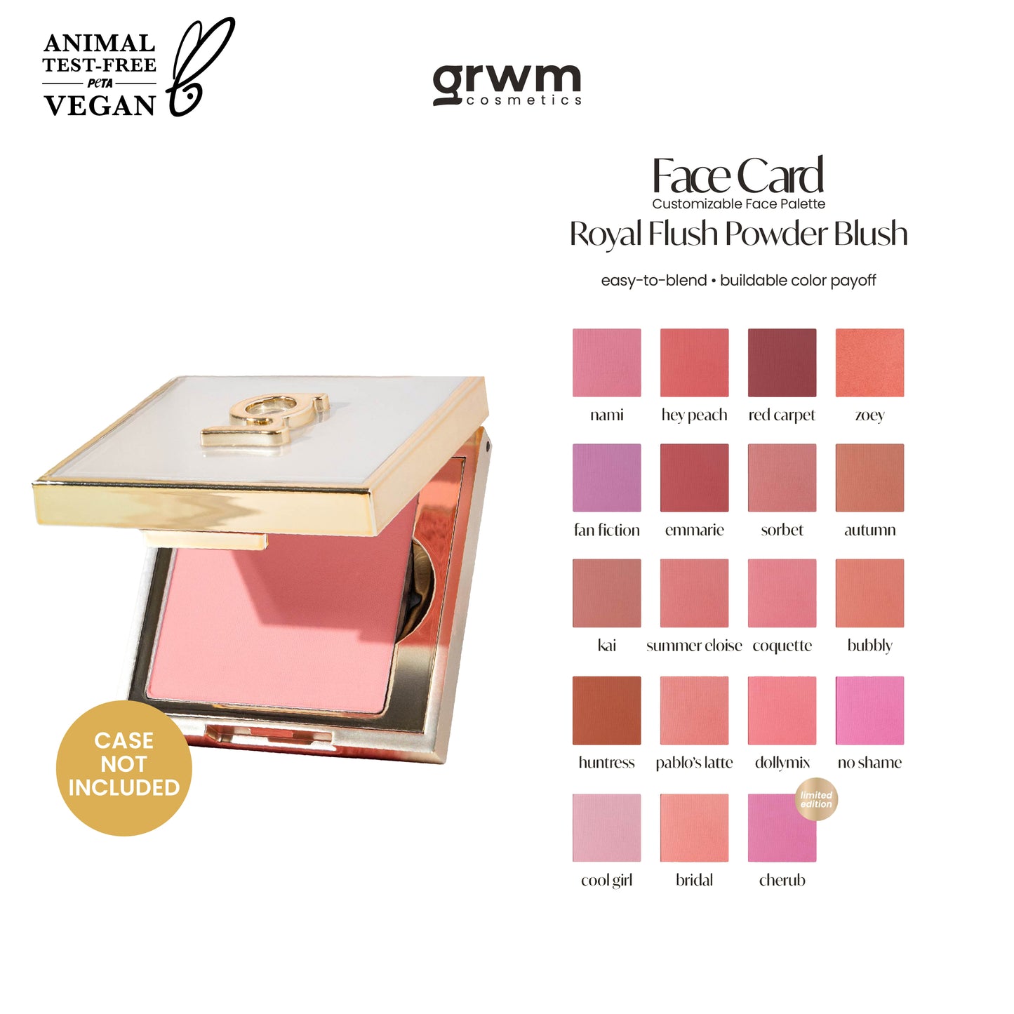 GRWM Cosmetics Face Card Royal Flush Powder Blush [CASE NOT INCLUDED]